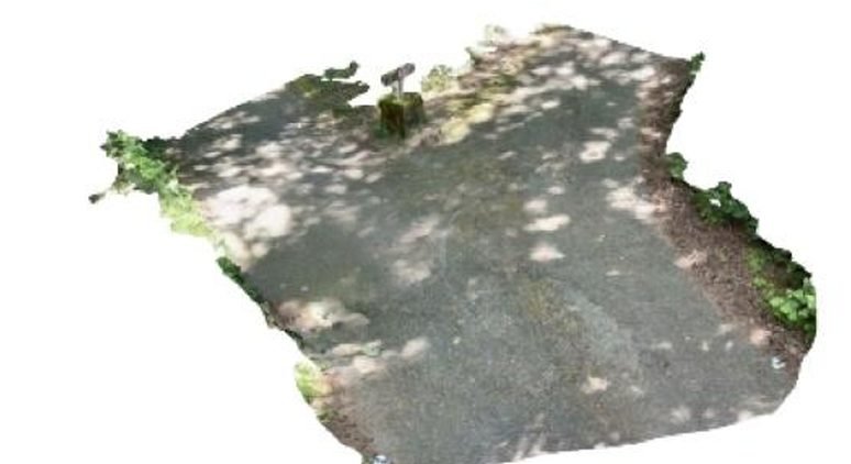 3D LiDAR scan of a forest trail segment near the fork to the watchtower
